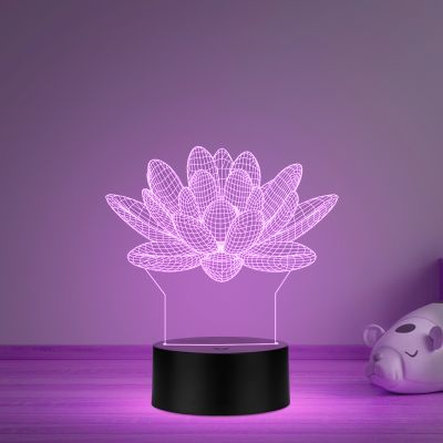 3D Illusion Lotus Flower Led Night Lamp Multicolored Light Home Decor Light